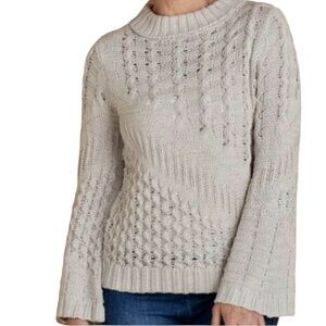 Soft Surroundings Willoughby Ivory Knit Bell Sleeve Turtleneck Sweater Sz M